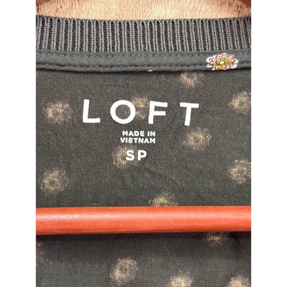 Loft Womens Floral Print Sleeveless Top With Ruffled Shoulders Green SP - Picture 3 of 6